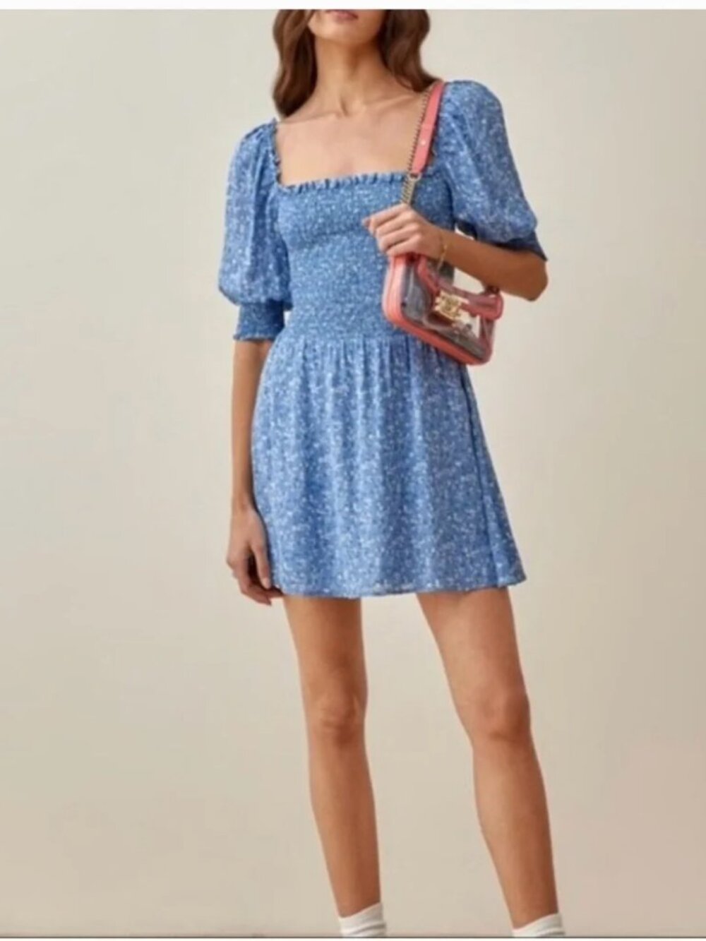 Reformation Elle Dress - Color: Blue/White - Size: 10